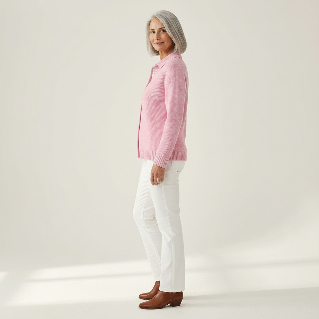 Catherine | Gilet en tricot structuré avec boutons - vue de profil