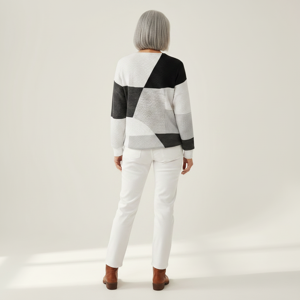 Ella - Pull patchwork noir et blanc - autre vue