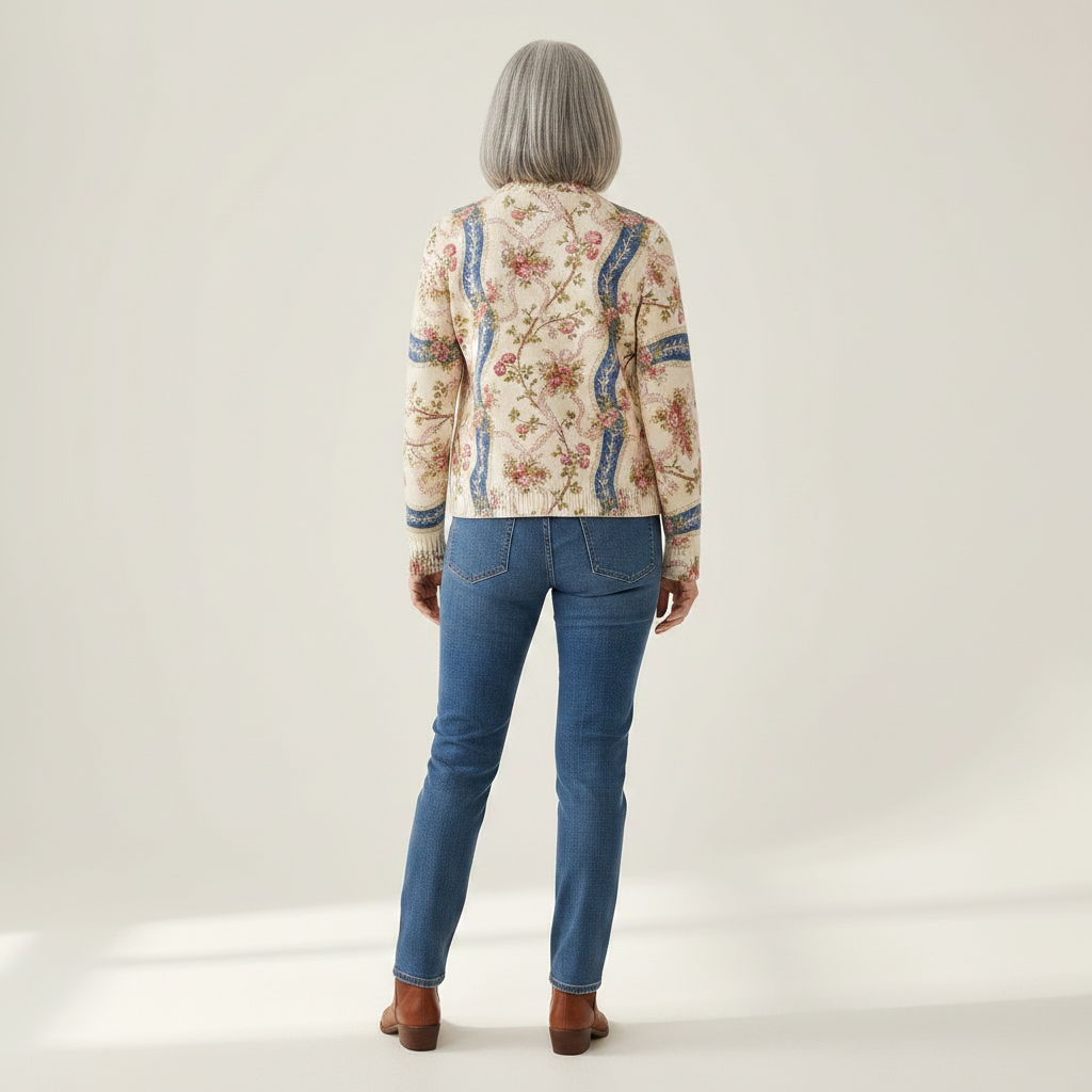Sabine | Gilet avec motif de roses - vue de dos