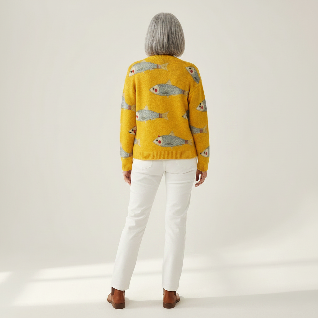 Evalisse | Cardigan en maille vintage pour femme - vue de dos