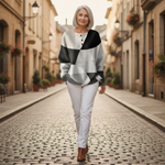 Ella - Pull patchwork noir et blanc - autre angle