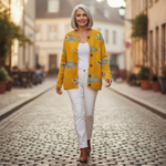 Evalisse | Cardigan en maille vintage pour femme - porté en extérieur