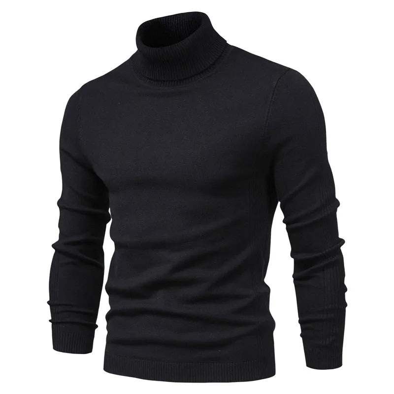 Johan Pull Col Montant Homme Lunero Eindhoven – Pull Slim Fit Chaud en Maille Unie