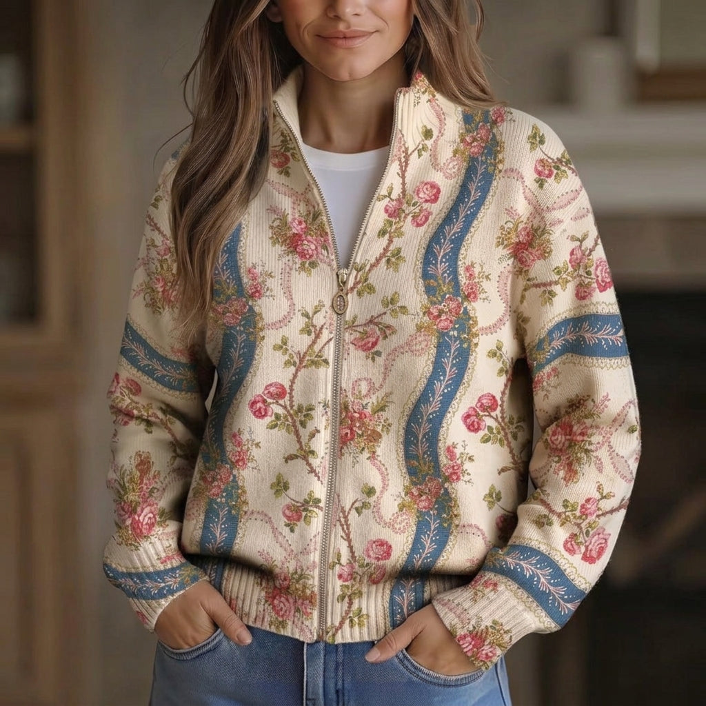 Sabine | Gilet avec motif de roses - AMORA MODE