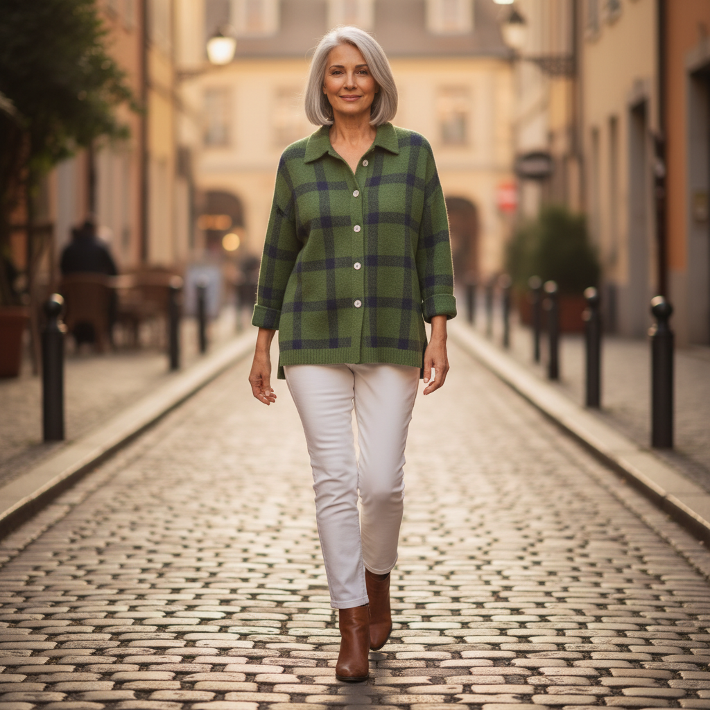 Clémentine | Gilet en tricot confortable avec boutons - en extérieur