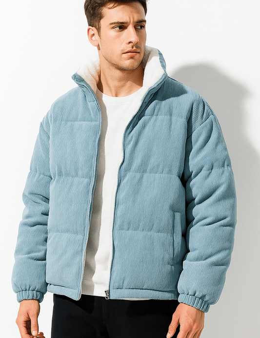 Daniel Veste Corduroy Homme – Jacket Doublé Fleece Chaud avec Zip & Col Montant