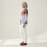 Alix - Pull de Noël bleu clair à sapin - détail du tissu