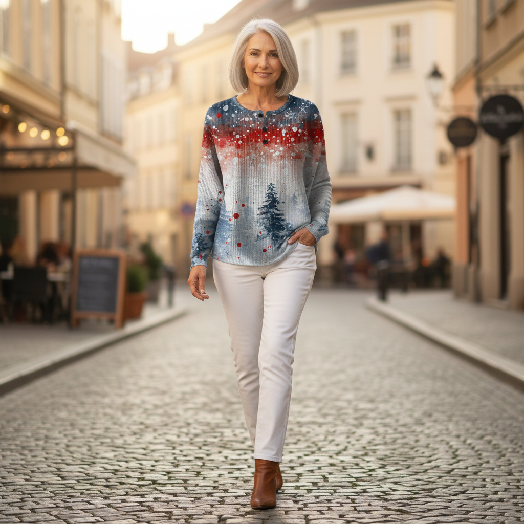 Alix - Pull de Noël bleu clair à sapin - autre angle