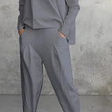 Emilie Ensemble Femme – Tenue à Col Rond en Spandex Confortable et Élégante au Style Moderne