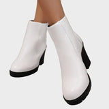 Karine - Chaussures en cuir à talons épais