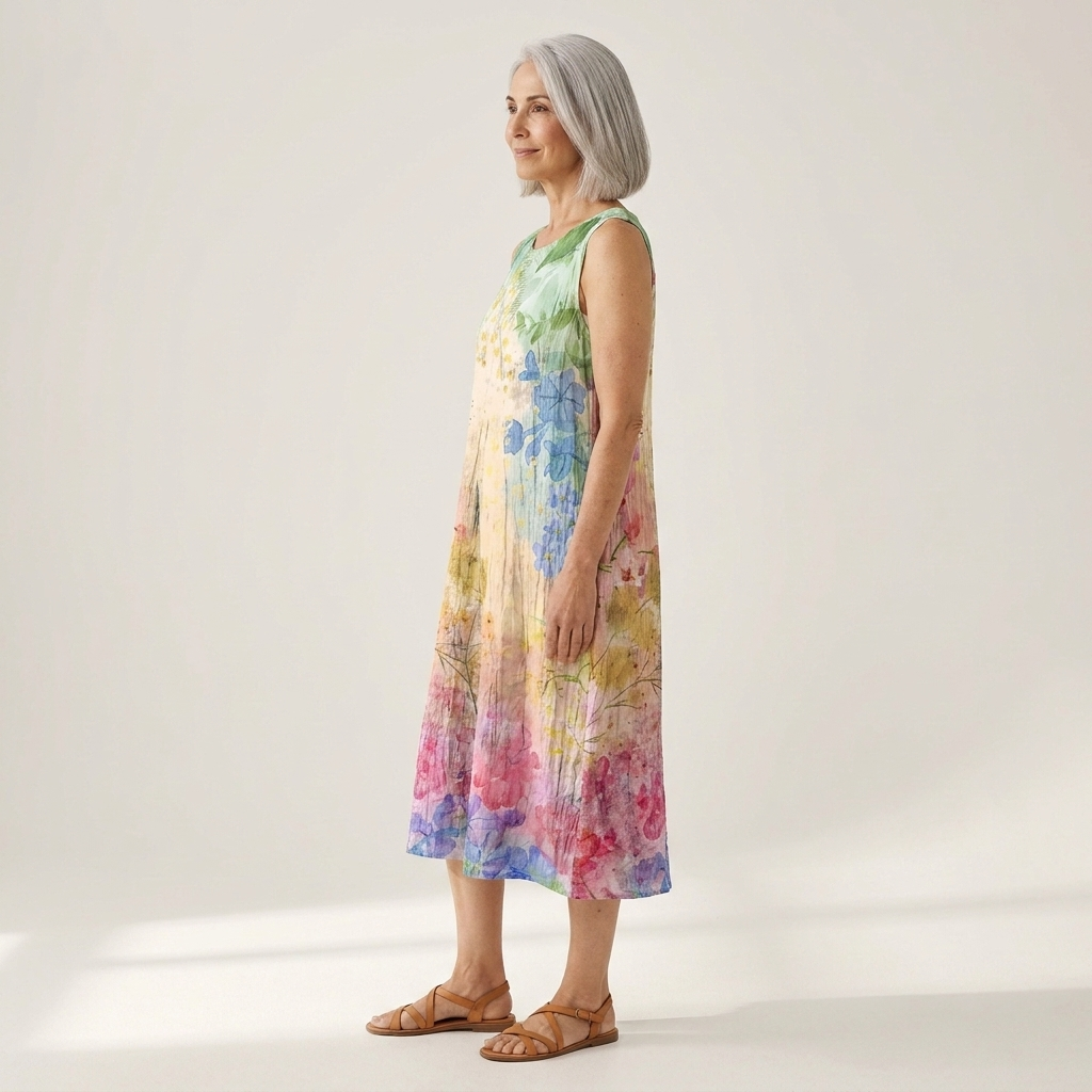 Corinne - robe fluide et confortable pour femme, portée en tenue d’été