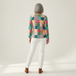 Agnes - Pull patchwork rose et turquoise - autre vue
