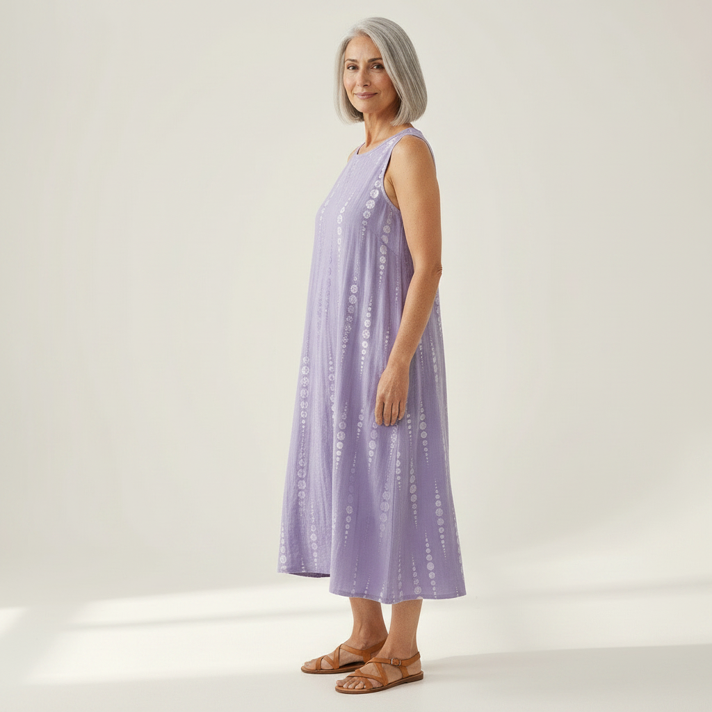 Élise - robe fluide et confortable pour femme, portée en tenue d’été