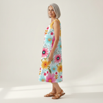 Emmanuelle - robe fluide et confortable pour femme, portée en tenue d’été