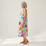 Emmanuelle - robe fluide et confortable pour femme, portée en tenue d’été