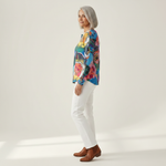 Ida - Pull à grandes fleurs colorées - vue de profil