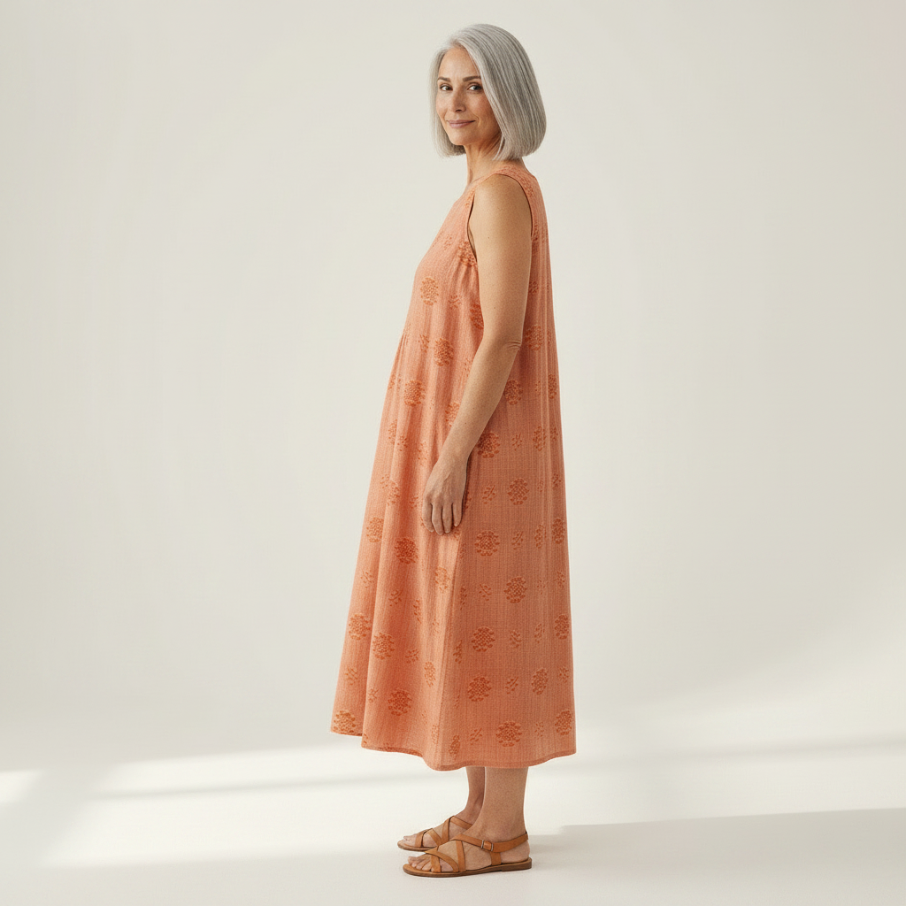 Eugénie - robe fluide et confortable pour femme, portée en tenue d’été