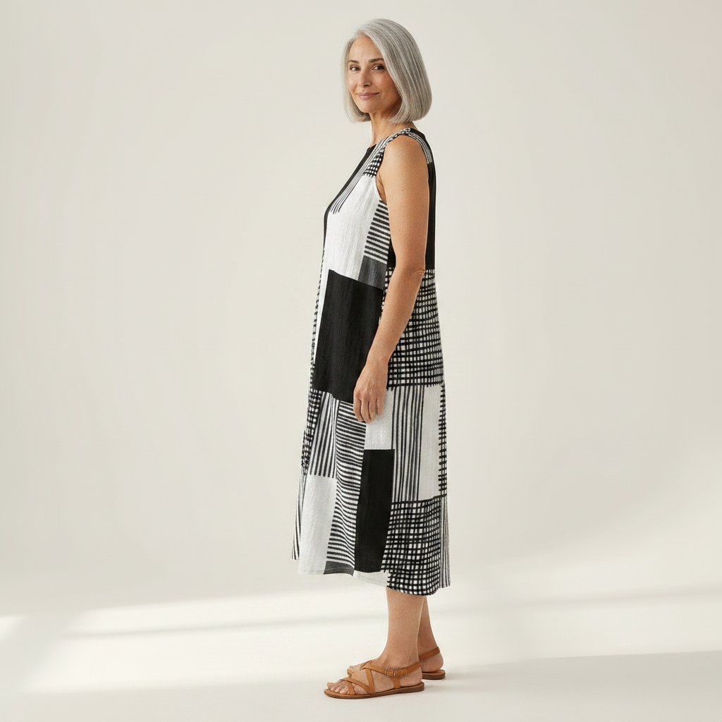 Évelyne - robe fluide et confortable pour femme, portée en tenue d’été