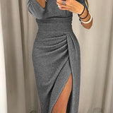 Feliza Robe Midi Femme – Robe Élégante avec Détails Pailletés pour Soirées Chic