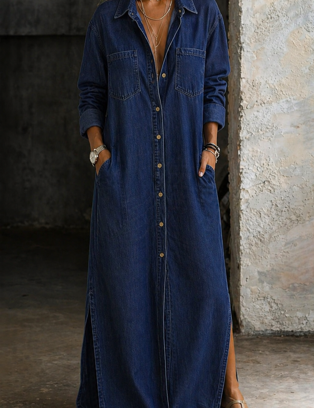 Delana - robe en denim à boutons pour femme - vue 6