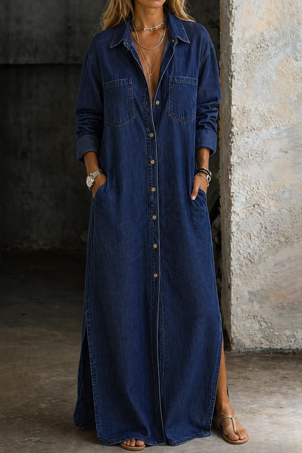 Delana - robe en denim à boutons pour femme - vue 6