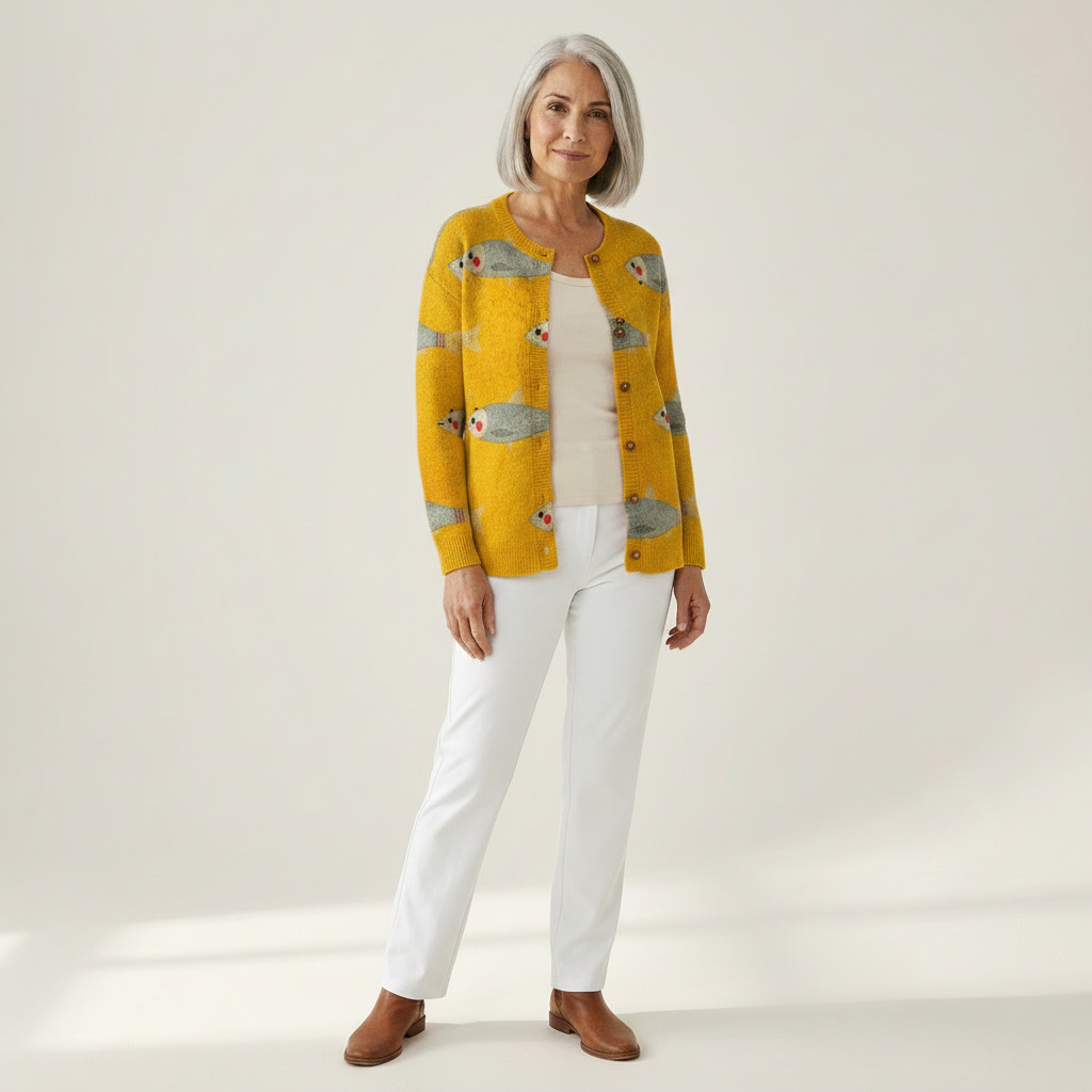 Evalisse | Cardigan en maille vintage pour femme - vue de face