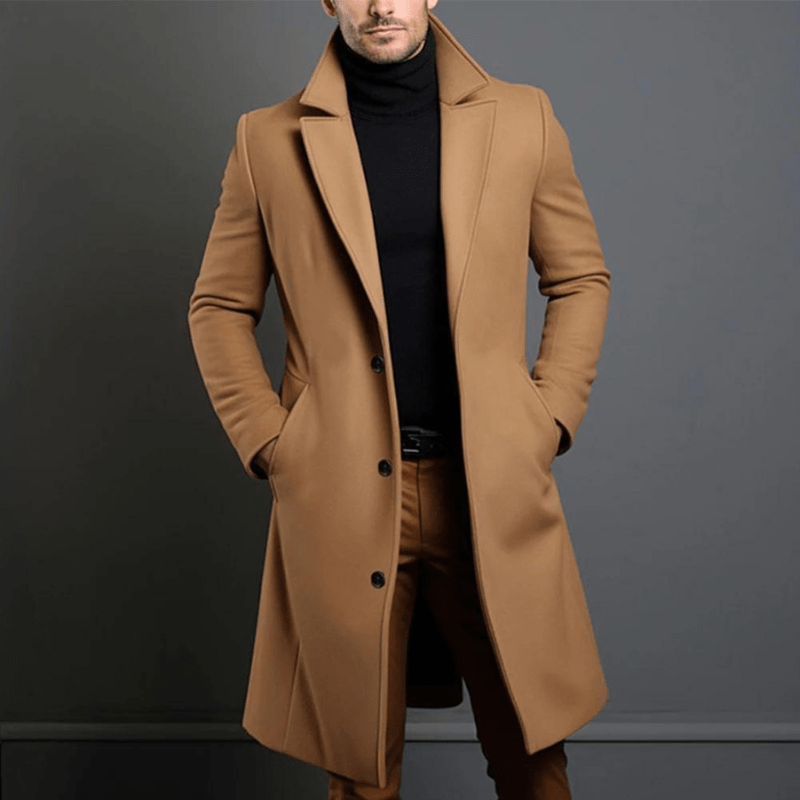 Edward Manteau d’Hiver Long pour Homme – Veste Isolée Chaude de Style Trench avec Coupe Classique et Élégante