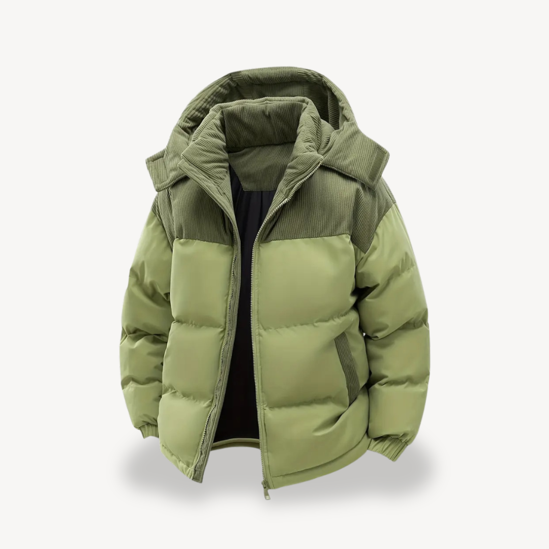Mason  Veste Puffer Homme – Doudoune Matelassée avec Capuche en Velours Côtelé