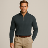 Ashford Pull Homme Demi-Zip – Maille Côtelée, Coupe Ajustée & Style Moderne