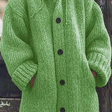 Lylia Gilet Long Femme – Maille Douce avec Capuche & Style Confort Élégant