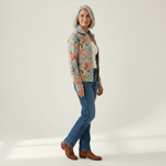 Petra | Gilet avec motif floral de jardin - vue de profil
