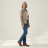 Petra | Gilet avec motif floral de jardin - vue de profil
