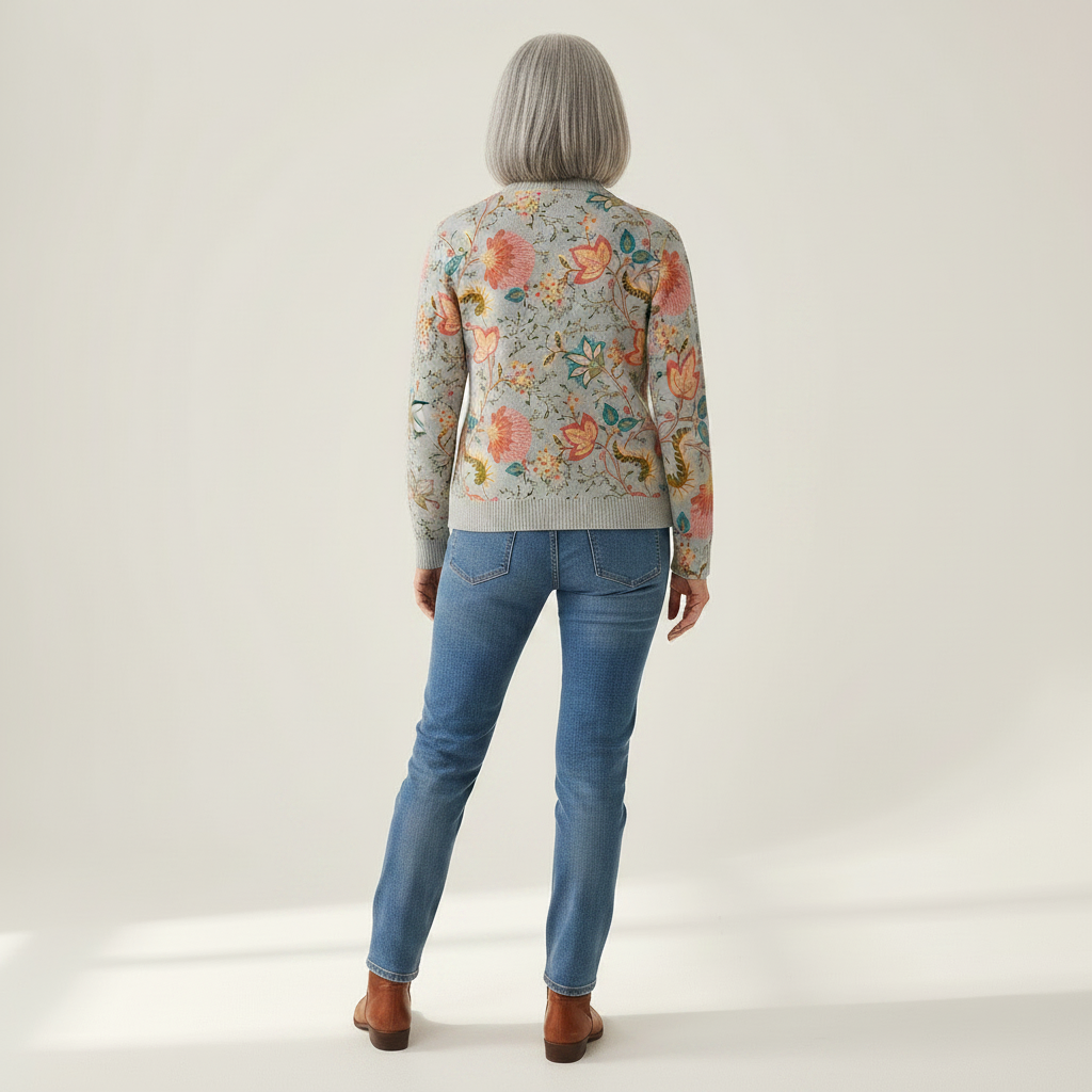 Petra | Gilet avec motif floral de jardin - vue de dos