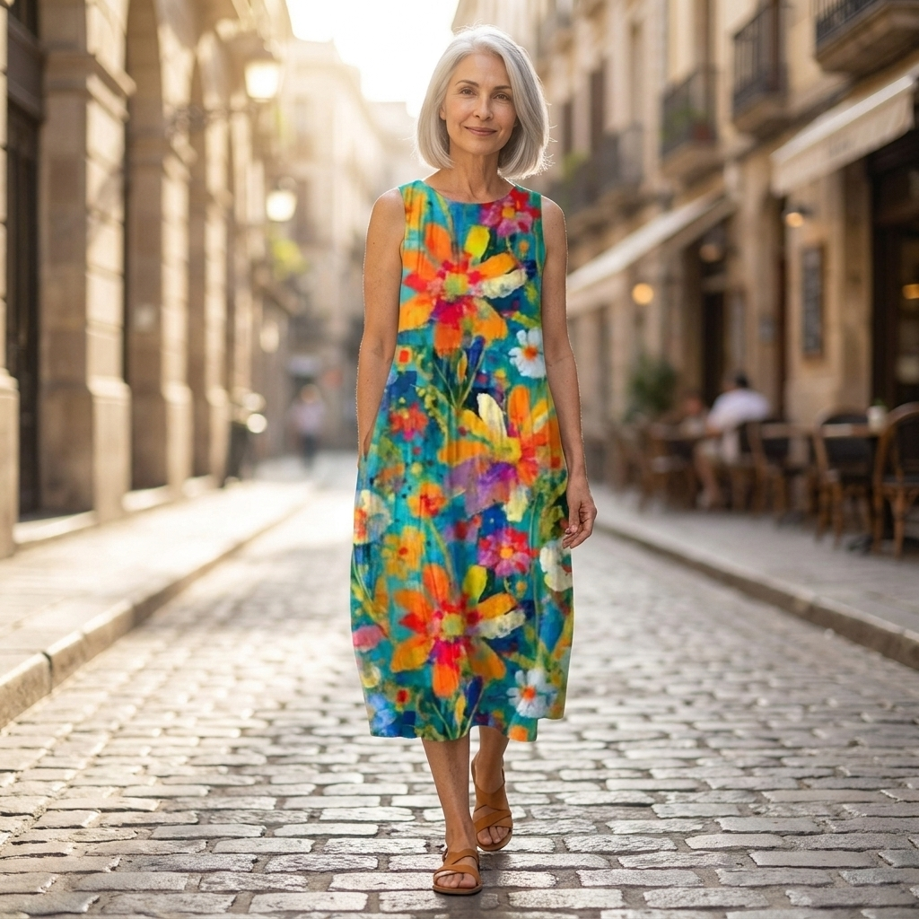 Sandra - robe fluide et confortable pour femme, tenue confortable au quotidien