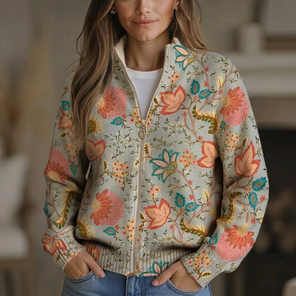 Petra | Gilet avec motif floral de jardin - AMORA MODE