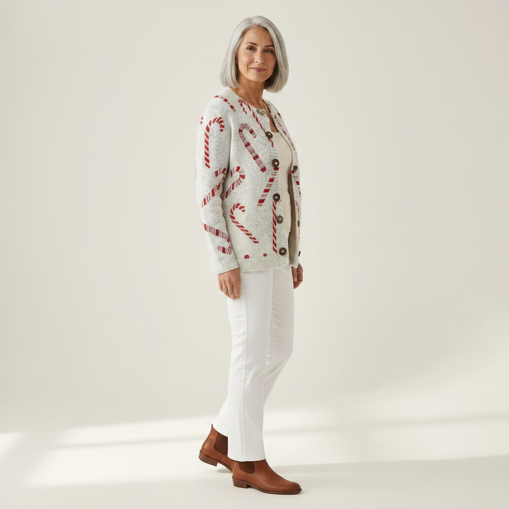 Lunara | Cardigan en maille vintage pour femme - vue de profil