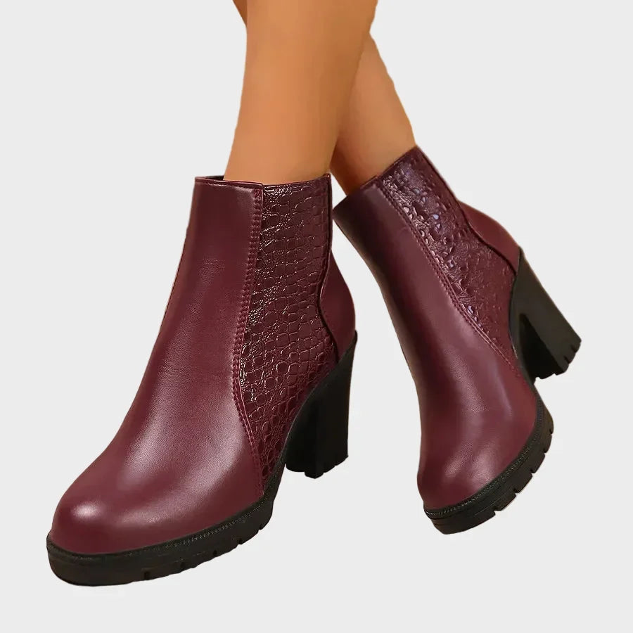 Karine - Chaussures en cuir à talons épais