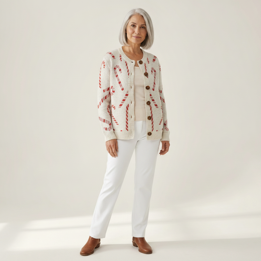 Lunara | Cardigan en maille vintage pour femme - vue de face
