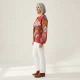 Amara | Cardigan en maille fleurie vintage pour femme - vue de profil