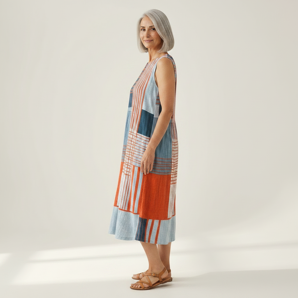 Françoise - robe fluide et confortable pour femme, portée en tenue d’été
