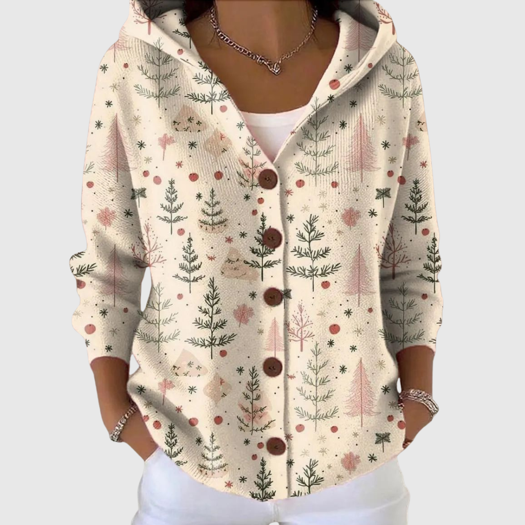Luise - Gilet en tricot confortable avec capuche - vue d'ensemble