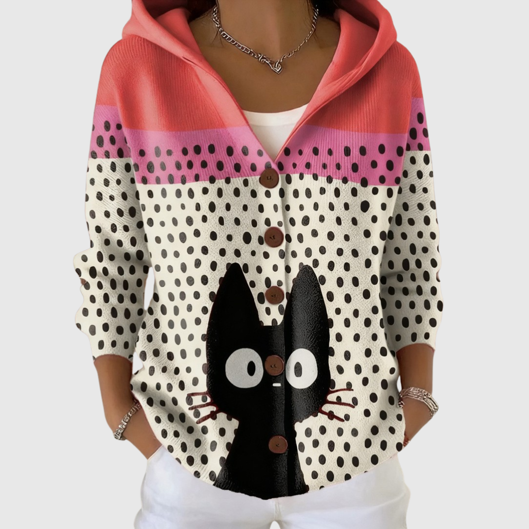 Theresa - Cardigan en tricot confortable avec capuche - vue d'ensemble