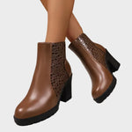 Karine - Chaussures en cuir à talons épais