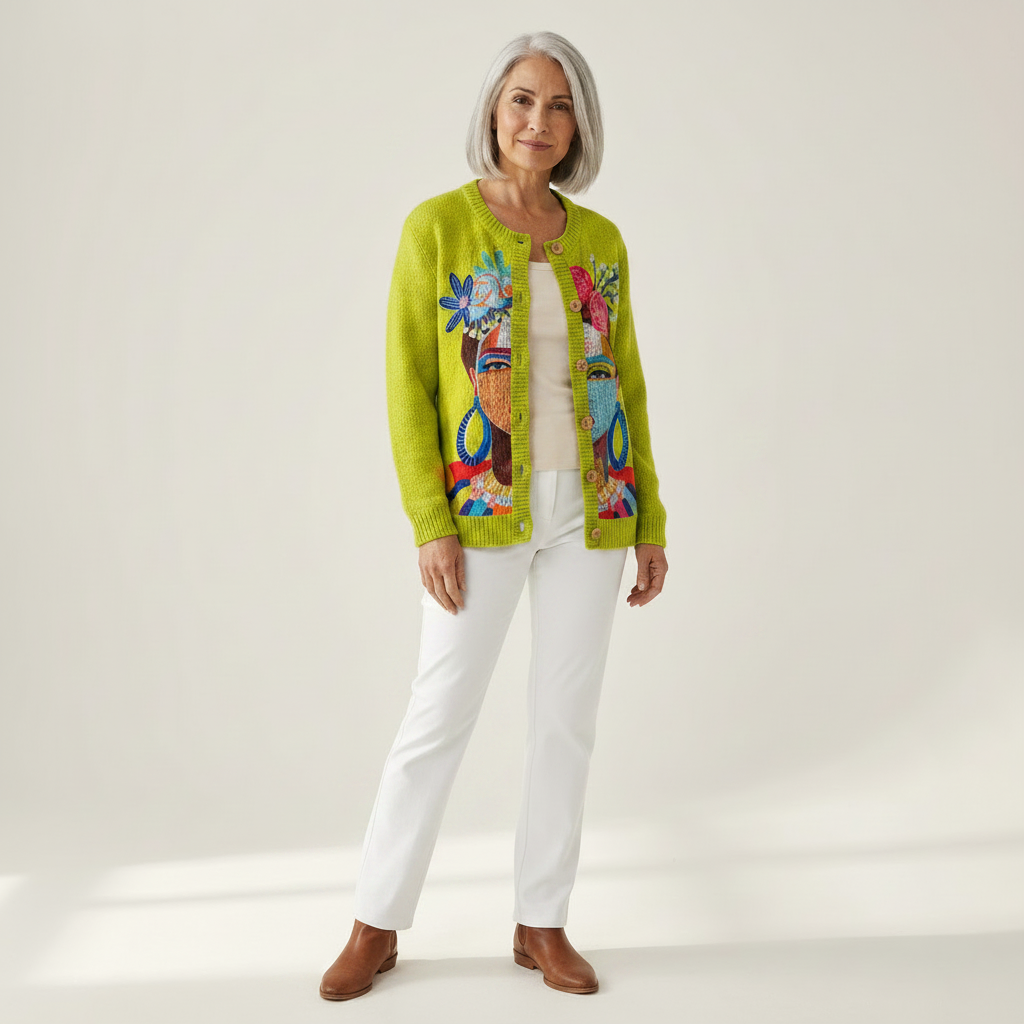 Serenya | Cardigan en maille vintage pour femme - vue de face