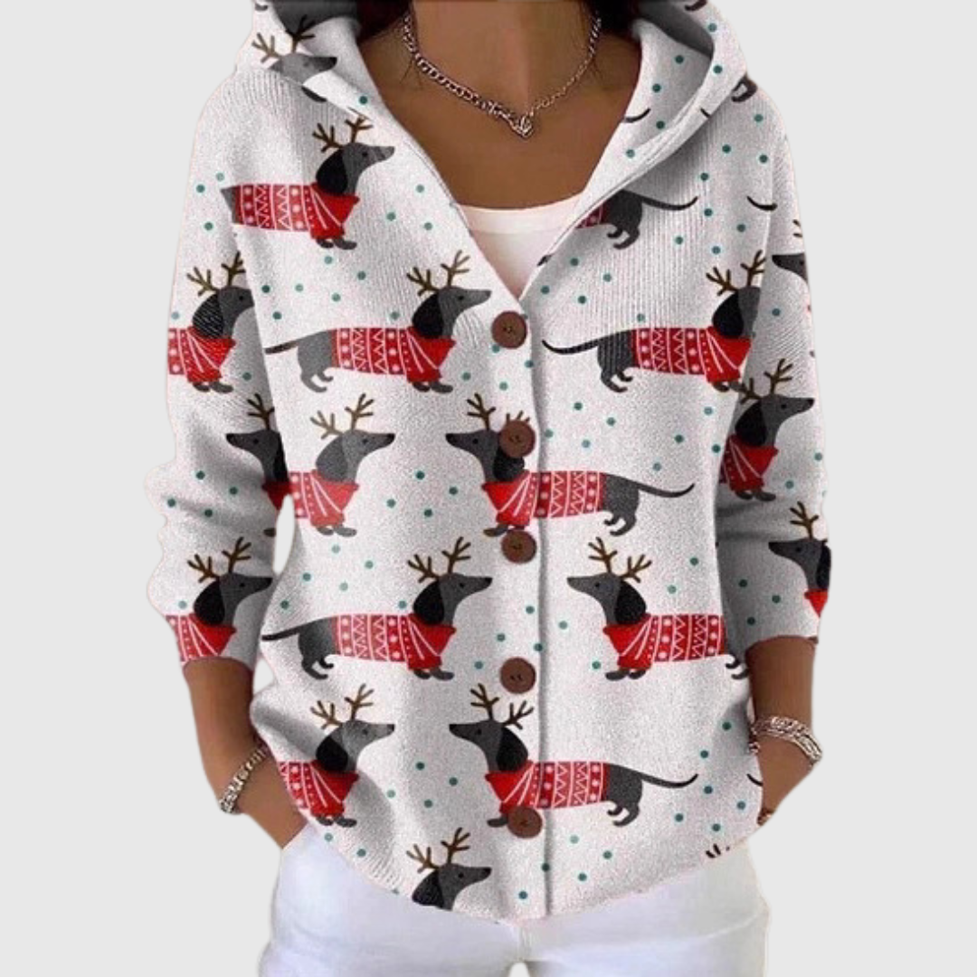 Katharina - Cardigan en tricot confortable avec capuche - vue d'ensemble