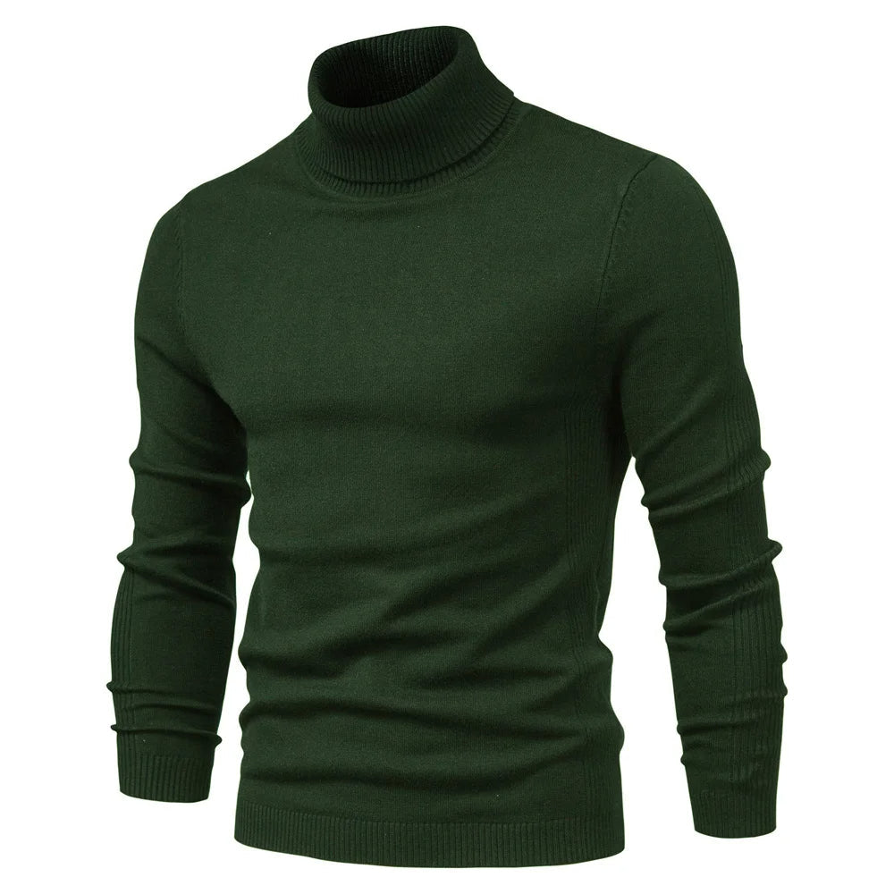 Johan Pull Col Montant Homme Lunero Eindhoven – Pull Slim Fit Chaud en Maille Unie