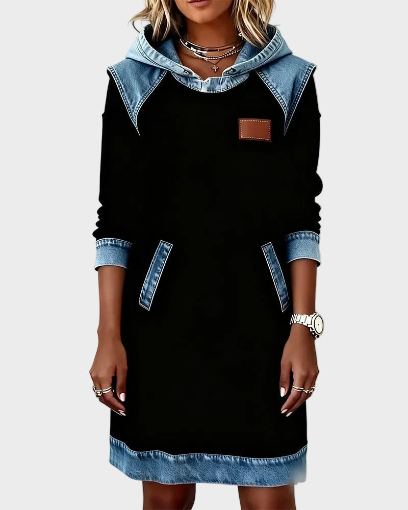 Irena - robe sweat à capuche effet jean | AMORA MODE