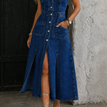 Camila - robe en jean sans manches boutonnée pour femme