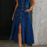 Camila - robe en jean sans manches boutonnée pour femme