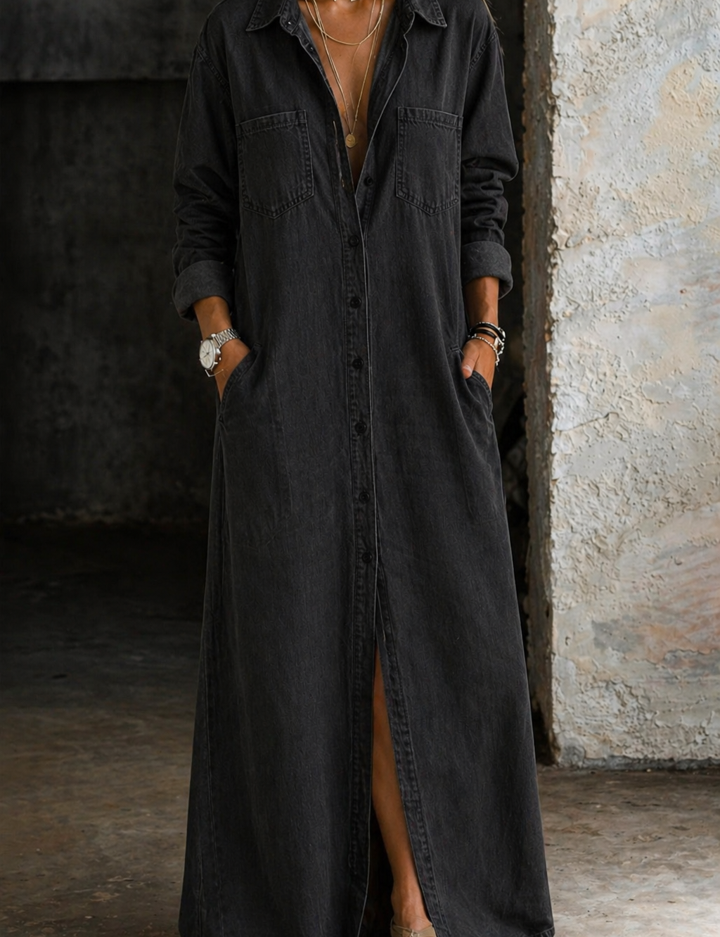 Delana - robe en denim à boutons pour femme - vue 5